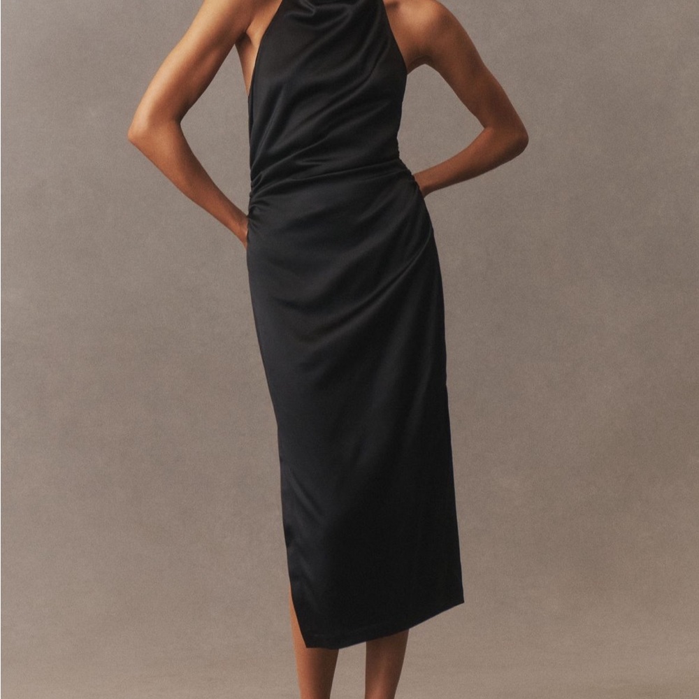 BHLDN Holly satin halter midi dress